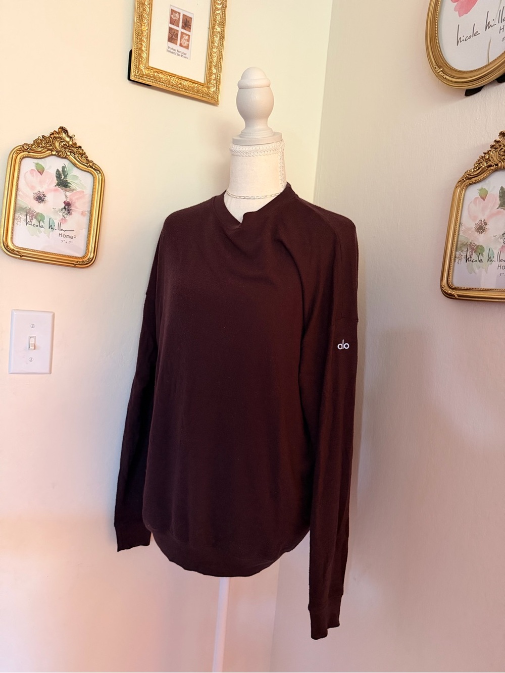 ALO Yoga Women's Scoop Neck Sweater in Dark Brown